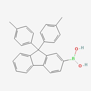 Chemical structure of 9,9-Di(p-tolyl)fluorene-2-boronic Acid (contains varying amounts of Anhydride)
