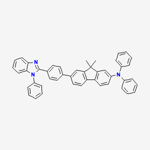 Chemical structure of 9,9-Dimethyl-N,N-diphenyl-7-(4-(1-phenyl-1H-benzo[d]imidazol-2-yl)phenyl)-9H-fluoren-2-amine