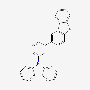 Chemical structure of 9-[3-(Dibenzofuran-2-yl)phenyl]-9H-carbazole