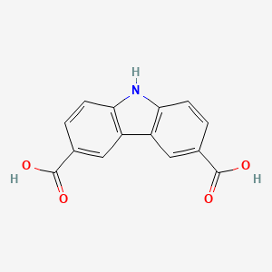 Chemical structure of 9H-carbazole-3,6-dicarboxylic acid