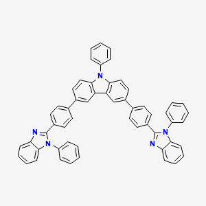 Chemical structure of 9-Phenyl-3,6-bis[4-(1-phenylbenzimidazol-2-yl)phenyl]carbazole