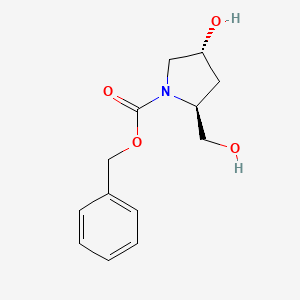 Chemical structure of Benzyl (2S,4R)-4-hydroxy-2-(hydroxymethyl)pyrrolidine-1-carboxylate
