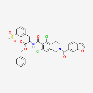 Chemical structure of Benzyl (S)-2-(2-(benzofuran-6-carbonyl)-5,7-dichloro-1,2,3,4-tetrahydroisoquinoline-6-carboxamido)-3-(3-(methylsulfonyl)phenyl)propanoate