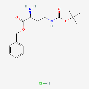 Chemical structure of Benzyl (S)-2-amino-4-((tert-butoxycarbonyl)amino)butanoate hydrochloride