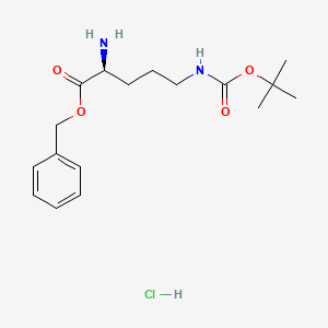 Chemical structure of Benzyl (S)-2-amino-5-((tert-butoxycarbonyl)amino)pentanoate hydrochloride