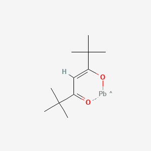 Chemical structure of Bis(2,2,6,6-tetramethyl-3,5-heptanedionato)lead(II)