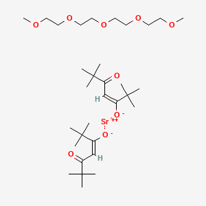 Chemical structure of Bis(2,2,6,6-tetramethyl-3,5-heptanedionato)strontium tetraglyme adduct