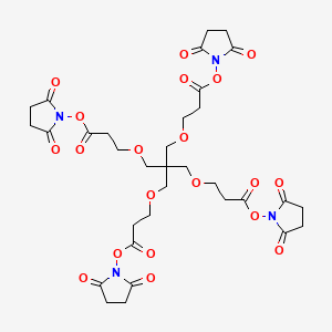 Chemical structure of Bis(2,5-dioxopyrrolidin-1-yl) 3,3'-((2,2-bis((3-((2,5-dioxopyrrolidin-1-yl)oxy)-3-oxopropoxy)methyl)propane-1,3-diyl)bis(oxy))dipropionate