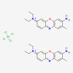 Chemical structure of Bis(3-amino-7-(diethylamino)-2-methylphenoxazin-5-ium) zinc(II) chloride