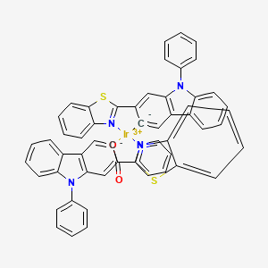 Chemical structure of Bis[2-(2-benzothiazolyl-κN3)-9-phenyl-9H-carbazol-3-yl-κC](2-pyridinecarboxylato-κN1,κO2)iridium