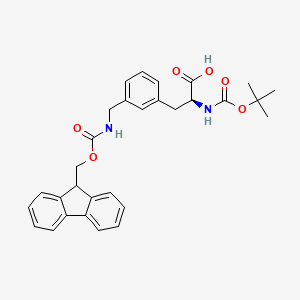 Chemical structure of Boc-L-3-Aminomethylphe(Fmoc)