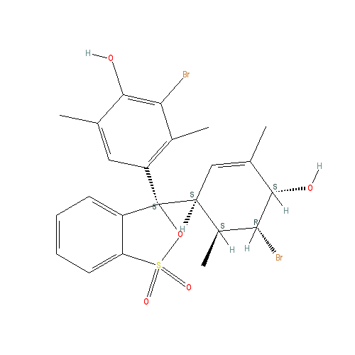 Chemical structure of Bromoxylenol blue, indicator