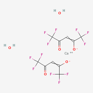 Chemical structure of Calcium(Z)-1,1,1,5,5,5-hexafluoro-4-oxopent-2-en-2-olatedihydrate