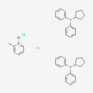 Chemical structure of Chloro(2-methylphenyl)[1,1'-bis(diphenylphosphino)ferrocene]nickel (II)