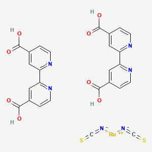 Chemical structure of Cis-Bis(isothiocyanato)bis(2,2′-bipyridyl-4,4′-dicarboxylato)ruthenium(II)