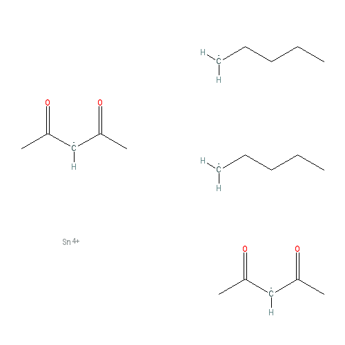 Chemical structure of Dibutyltin bis(2,4-pentanedionate), typically 95%