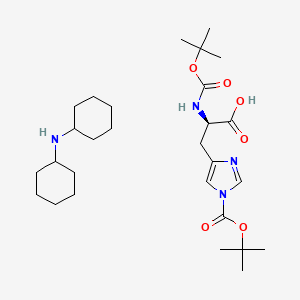 Chemical structure of Dicyclohexylamine (R)-3-(1-(tert-butoxycarbonyl)-1H-imidazol-4-yl)-2-((tert-butoxycarbonyl)amino)propanoate