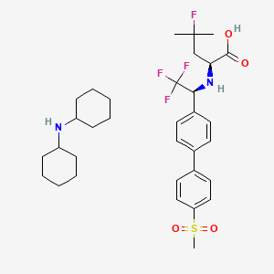 Chemical structure of Dicyclohexylamine (S)-4-fluoro-4-methyl-2-(((S)-2,2,2-trifluoro-1-(4'-(methylsulfonyl)-[1,1'-biphenyl]-4-yl)ethyl)amino)pentanoate