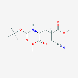 Chemical structure of Dimethyl (2S)-2-((tert-butoxycarbonyl)amino)-4-(cyanomethyl)pentanedioate