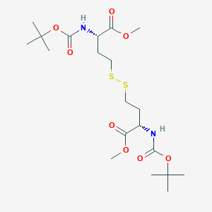 Chemical structure of Dimethyl 4,4'-disulfanediyl(2S,2'S)-bis(2-((tert-butoxycarbonyl)amino)butanoate)