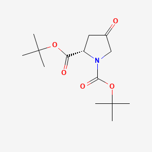 Chemical structure of di-tert-Butyl (S)-4-oxopyrrolidine-1,2-dicarboxylate