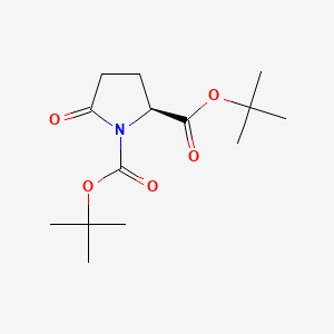 Chemical structure of di-tert-Butyl (S)-5-oxopyrrolidine-1,2-dicarboxylate