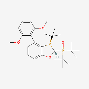 Chemical structure of Di-tert-butyl((2R,3R)-3-(tert-butyl)-4-(2,6-dimethoxyphenyl)-2,3-dihydrobenzo[d][1,3]oxaphosphol-2-yl)phosphine oxide