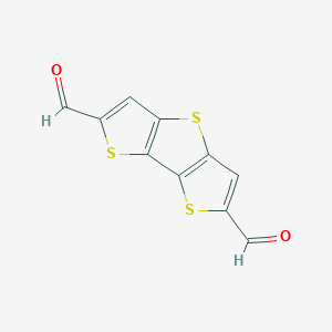Chemical structure of Dithieno[3,2-b;2',3'-d]thiophene-2,6-dicarbaldehyde