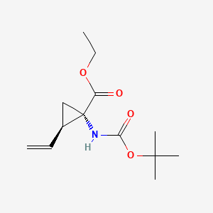 Chemical structure of Ethyl (1S,2R)-1-{[(tert-butoxy)carbonyl]amino}-2-ethenylcyclopropane-1-carboxylate