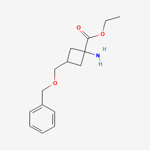 Chemical structure of Ethyl 1-amino-3-[(benzyloxy)methyl]cyclobutane-1-carboxylate
