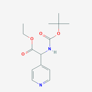 Chemical structure of Ethyl 2-((tert-butoxycarbonyl)amino)-2-(pyridin-4-yl)acetate