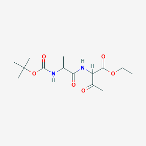 Chemical structure of Ethyl 2-(2-((tert-butoxycarbonyl)amino)propanamido)-3-oxobutanoate
