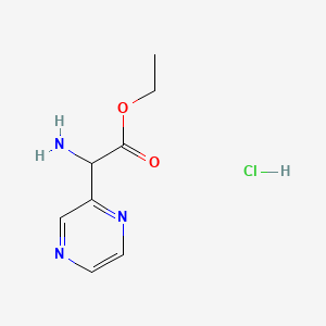 Chemical structure of Ethyl 2-amino-2-(pyrazin-2-yl)acetate hydrochloride