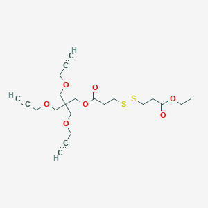 Chemical structure of Ethyl 3-((3-oxo-3-(3-(prop-2-yn-1-yloxy)-2,2-bis((prop-2-yn-1-yloxy)methyl)propoxy)propyl)disulfanyl)propanoate