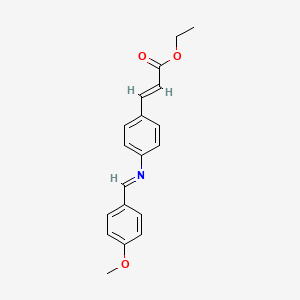 Chemical structure of Ethyl 3-(4-((4-methoxybenzylidene)amino)phenyl)acrylate