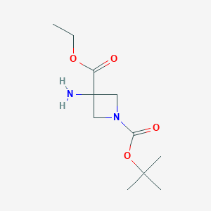 Chemical structure of Ethyl 3-amino-1-Boc-azetidine-3-carboxylate