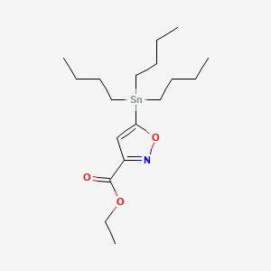 Chemical structure of Ethyl-5-(tributylstannyl)isoxazole-3-carboxylate