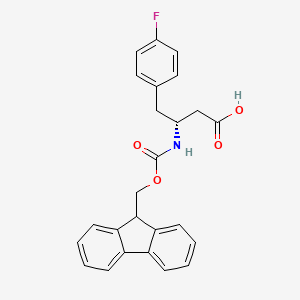 Chemical structure of Fmoc-(R)-3-Amino-4-(4-fluorophenyl)-butyric acid