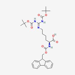 Chemical structure of Fmoc-HomoArg(Boc)2-OH
