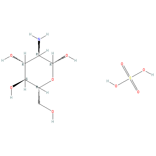 Chemical structure of Glucosamine (hemisulfate)