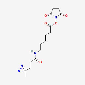 Chemical structure of LC-SDA(NHS-LC-Diazirine) (succinimidyl 6-(4,4'-azipentanamido)hexanoate)
