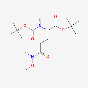 Chemical structure of L-Glutamine, N2-[(1,1-dimethylethoxy)carbonyl]-N-methoxy-N-methyl-, 1,1-dimethylethyl ester