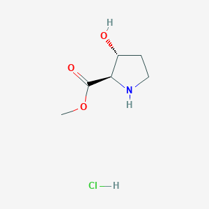Chemical structure of Methyl (2R,3R)-3-hydroxypyrrolidine-2-carboxylate hydrochloride