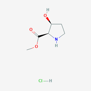 Chemical structure of Methyl (2R,3S)-3-hydroxypyrrolidine-2-carboxylate hydrochloride