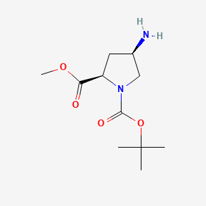 Chemical structure of Methyl (2R,4R)-1-Boc-4-aminopyrrolidine-2-carboxylate