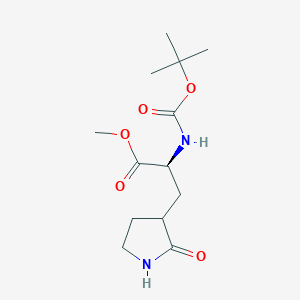 Chemical structure of Methyl (2S)-2-((tert-butoxycarbonyl)amino)-3-(2-oxopyrrolidin-3-yl)propanoate