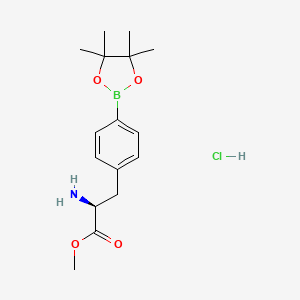 Chemical structure of Methyl (2S)-2-amino-3-[4-(tetramethyl-1,3,2-dioxaborolan-2-yl)phenyl]propanoate hydrochloride