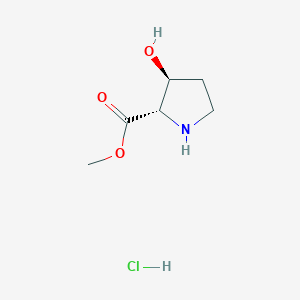 Chemical structure of Methyl (2S,3S)-3-hydroxypyrrolidine-2-carboxylate hydrochloride