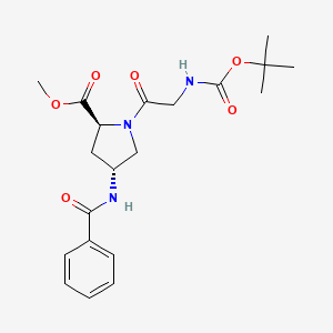 Chemical structure of Methyl (2S,4R)-4-benzamido-1-((tert-butoxycarbonyl)glycyl)pyrrolidine-2-carboxylate