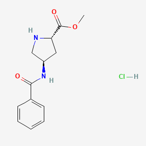 Chemical structure of Methyl (2S,4R)-4-benzamidopyrrolidine-2-carboxylate hydrochloride
